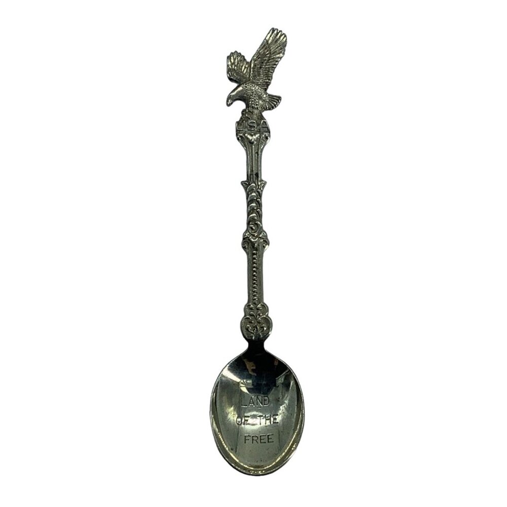 Vintage 1987 Blue Delft Collectible Spoon Eagle & "Land Of The Free" Inscription